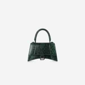 Women's Hourglass Small Top Handle Bag in Forest Green/black