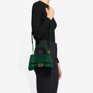 Women's Hourglass Small Top Handle Bag in Forest Green