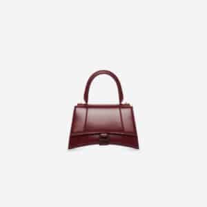 Women's Hourglass Small Top Handle Bag in Dark Red