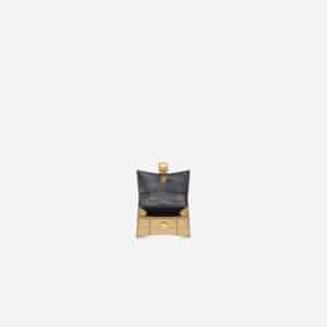Women's Hourglass Mini Handbag With Chain In Metallized Crocodile Embossed Calfskin in Gold